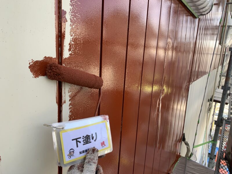 下塗りサビ止め状況です。