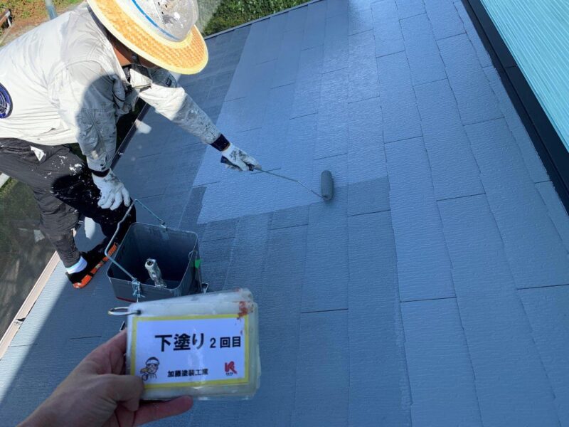 屋根下塗り2回目