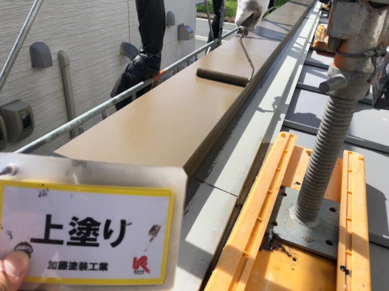 笠木の塗装完了です。