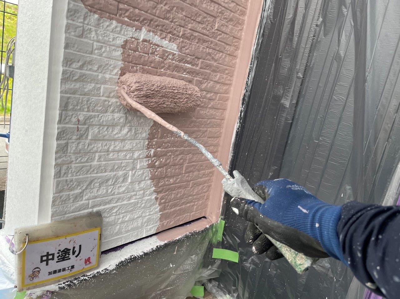 山鹿市外壁塗装　超低汚染リファインでツートンカラーで施工します。