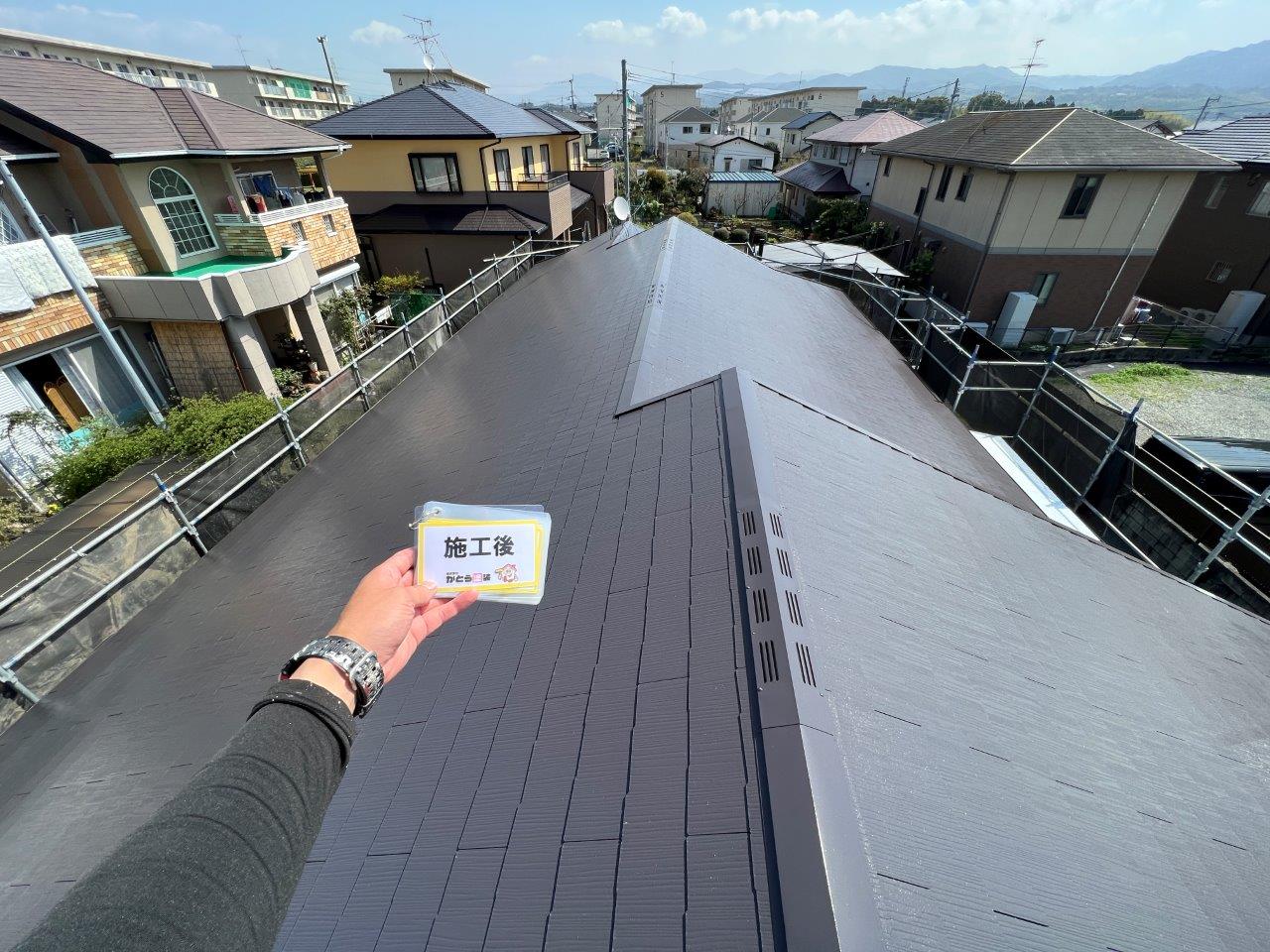 益城町S様邸　屋根塗装工事　ガルバリウム鋼板をとりつけました。
