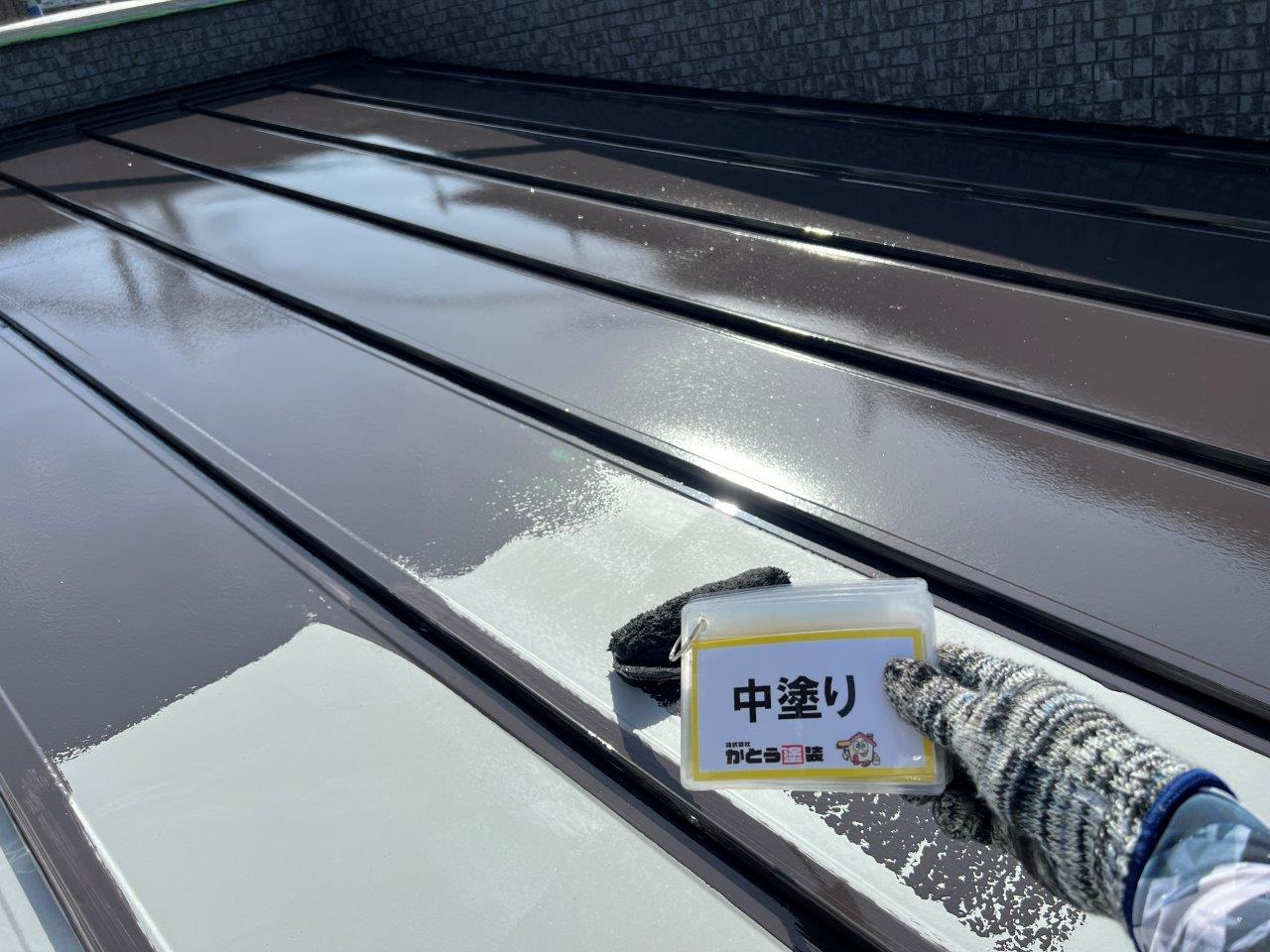 菊陽町Y様邸　屋根塗装工事　スーパーシャネツサーモフッ素で塗装しました。