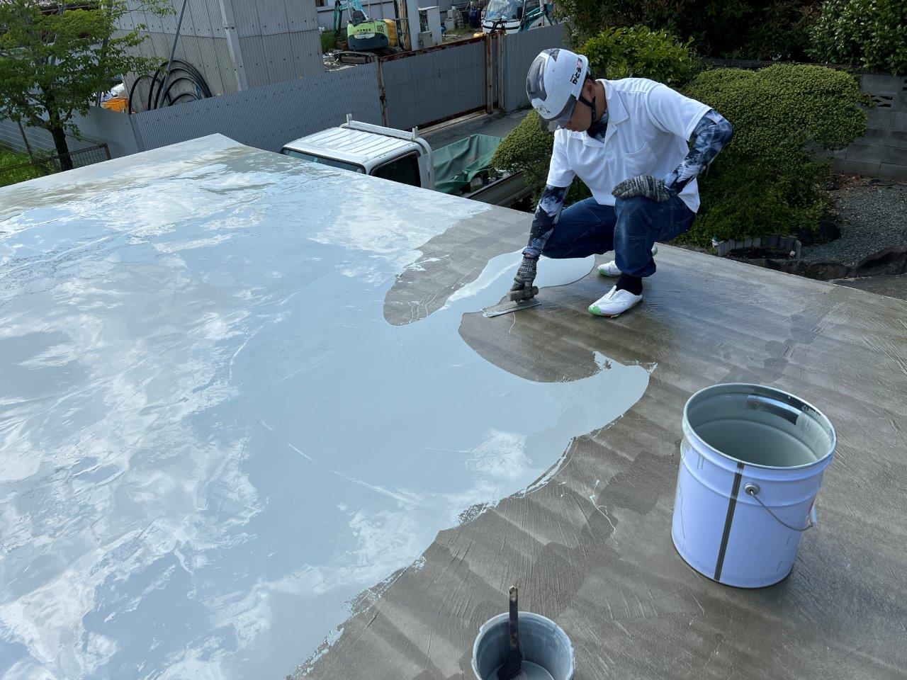 山鹿市H様邸　天井塗装　屋上の防水工事
