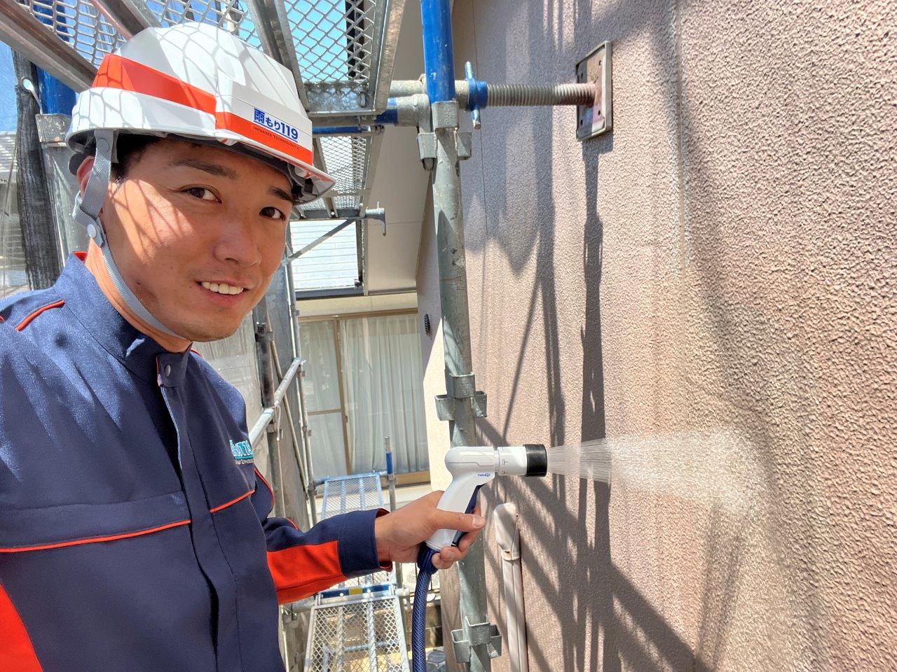 熊本市北区龍田F様邸　外壁塗装　雨漏りしていたので、散水調査をしました。