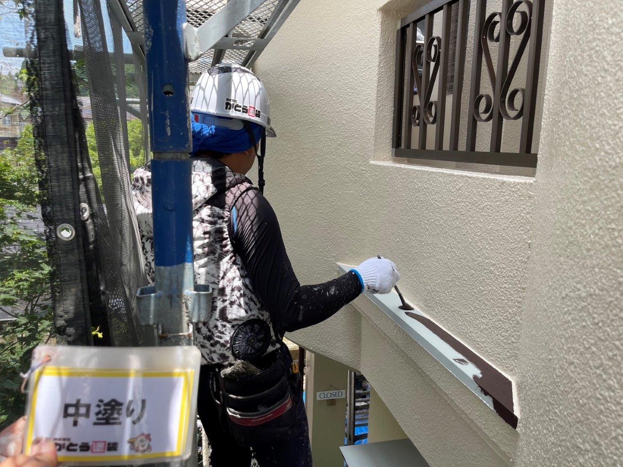 玉名市T様邸　外壁塗装　雨どい、ひさし、鉄部の塗装をしました。