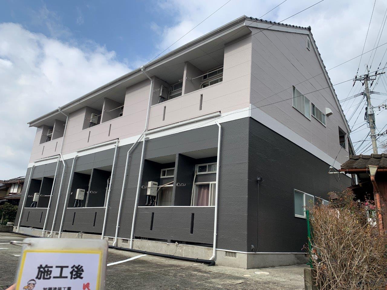 【大津町】17世帯アパートの雨漏り補修｜高耐久塗料で雨漏り補修とカバー工法で長持ち塗装