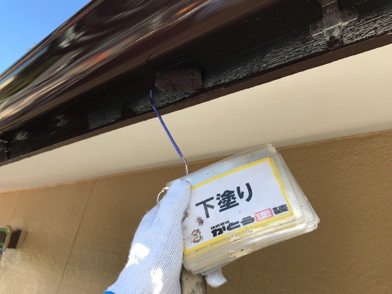 熊本市北区楠Ⅿ様邸外壁塗装，雨どい　鼻隠し塗装　鬼瓦の下地調整