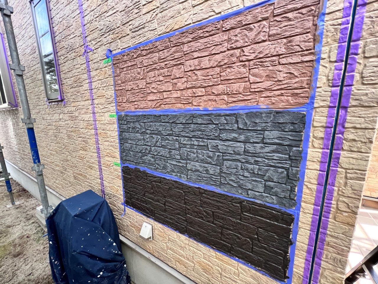 玉名市N様邸外壁塗装，WB工法の試し塗りをおこないました。