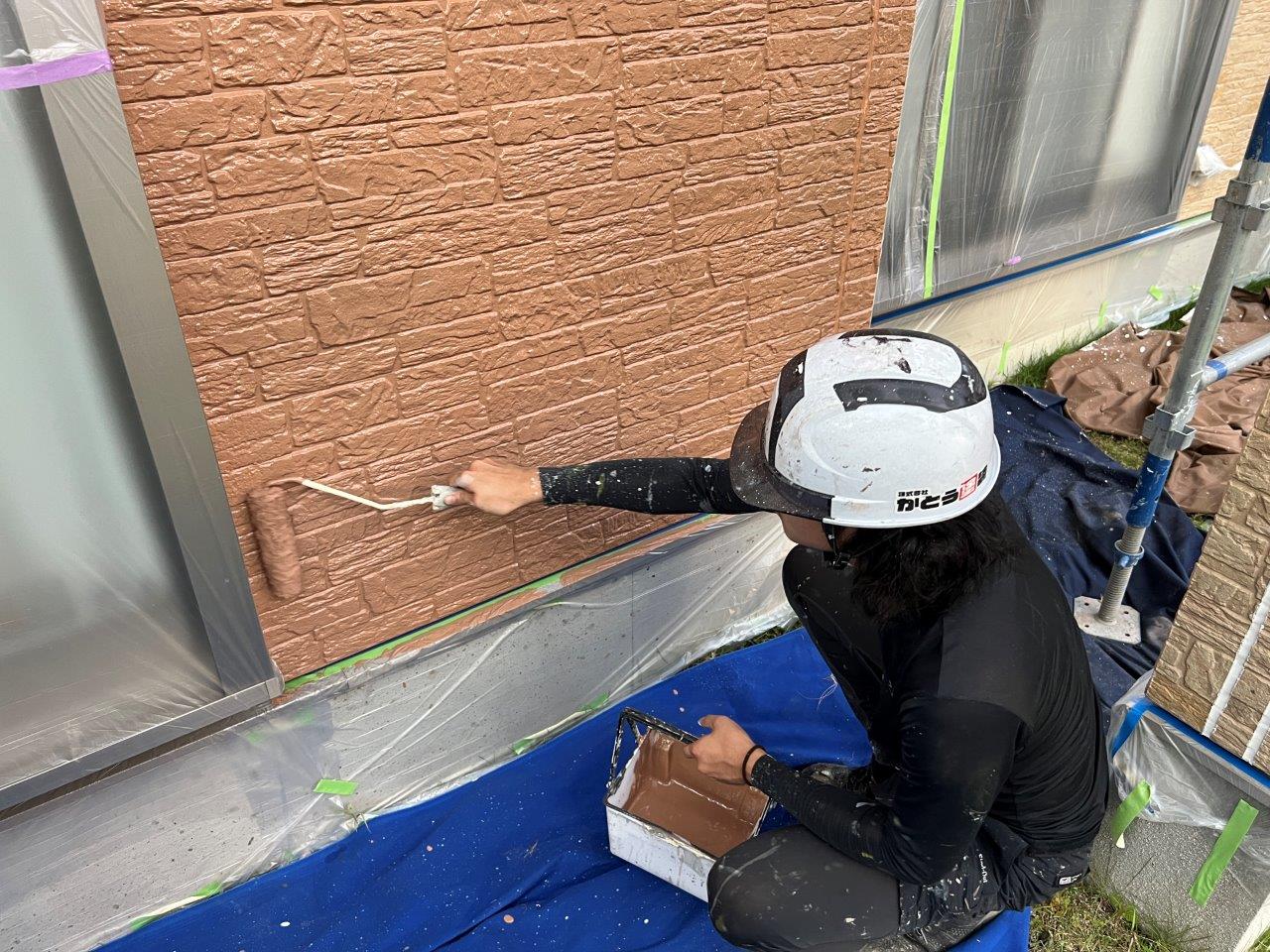 玉名市N様邸外壁塗装，WB工法のA色を塗装しました。