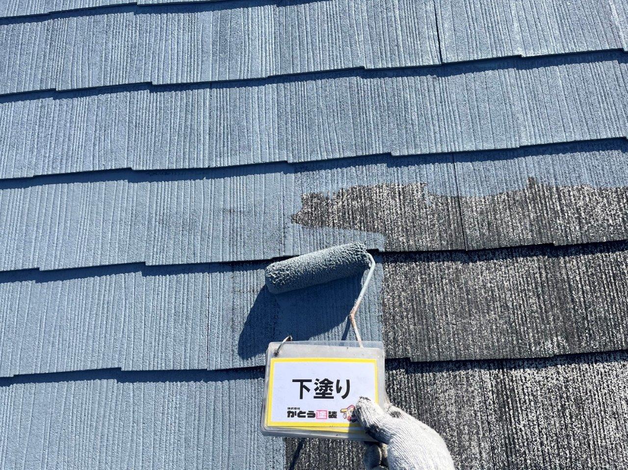 熊本県宇土市O様邸外壁塗装，付帯部の塗装と屋根の下塗りをおこないました。