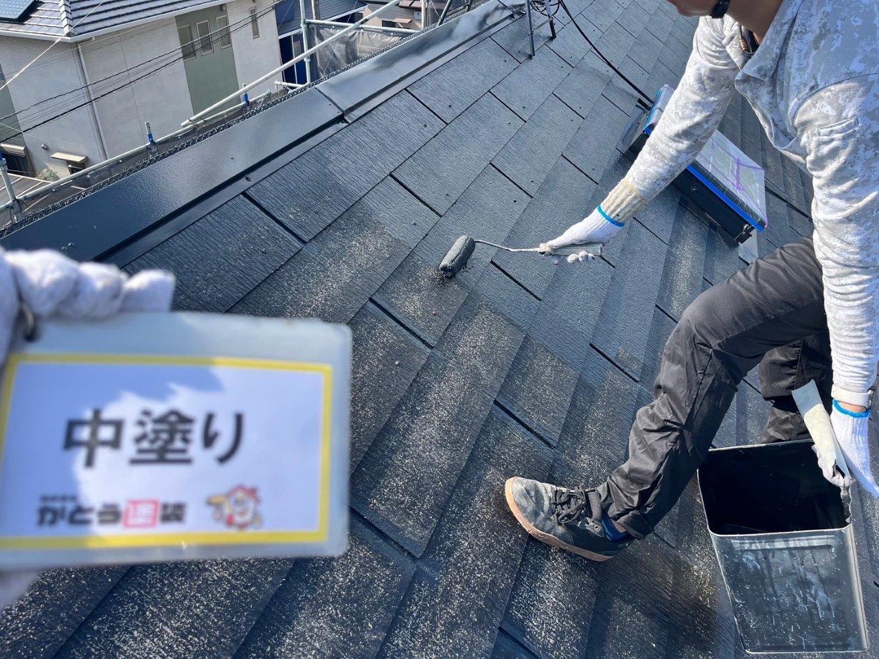 合志市須屋ｋ様邸外壁塗装，屋根の塗装や雨どいの塗装をおこないました。