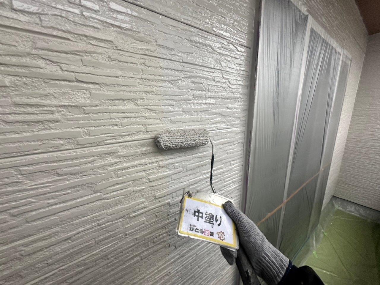熊本市北区清水Ｆ様邸外壁塗装，外壁を無機フッ素塗料で塗装しました。