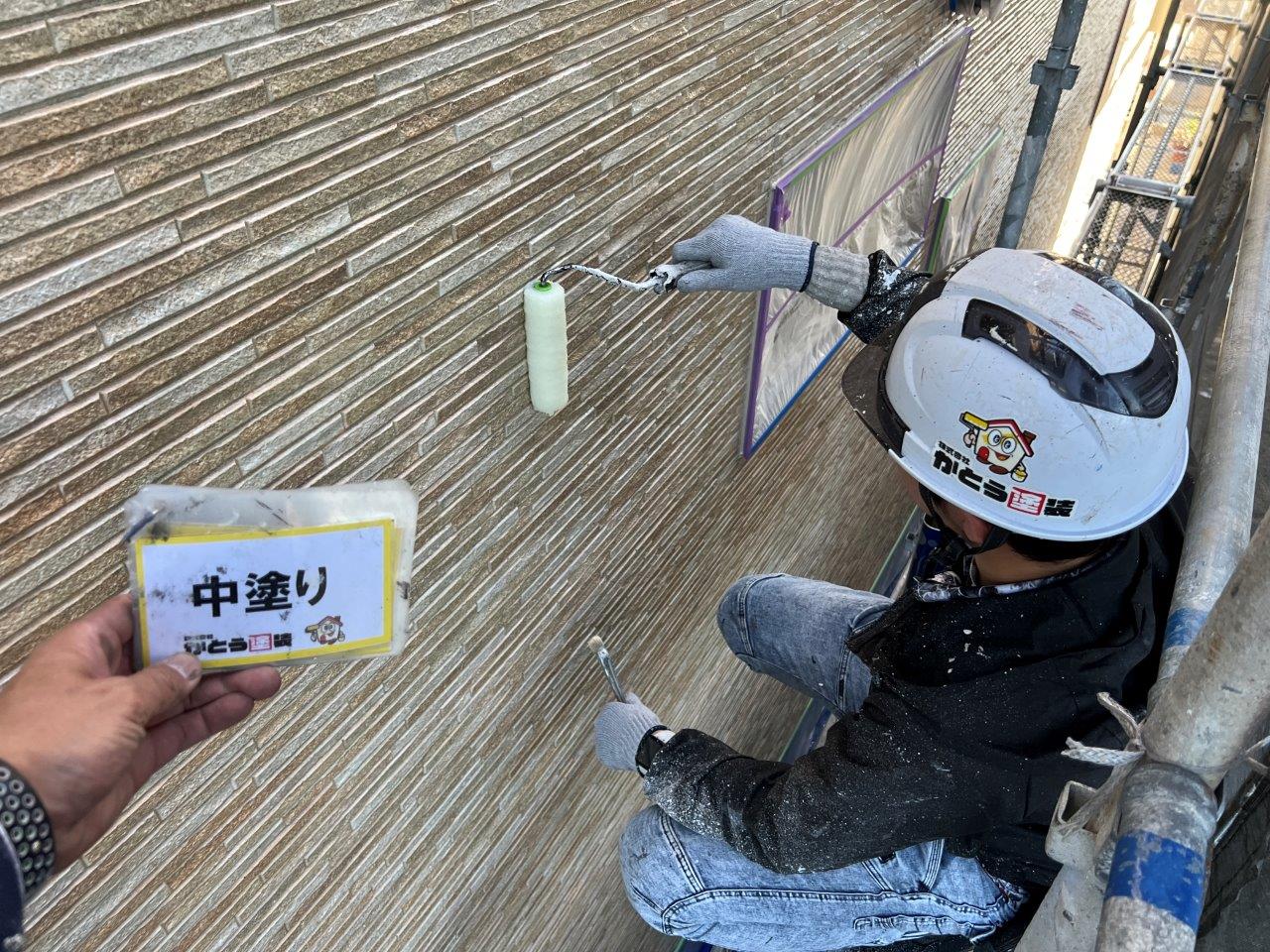 熊本市北区清水Ｆ様邸外壁塗装，外壁をフッ素塗料の３分艶で塗装しました。