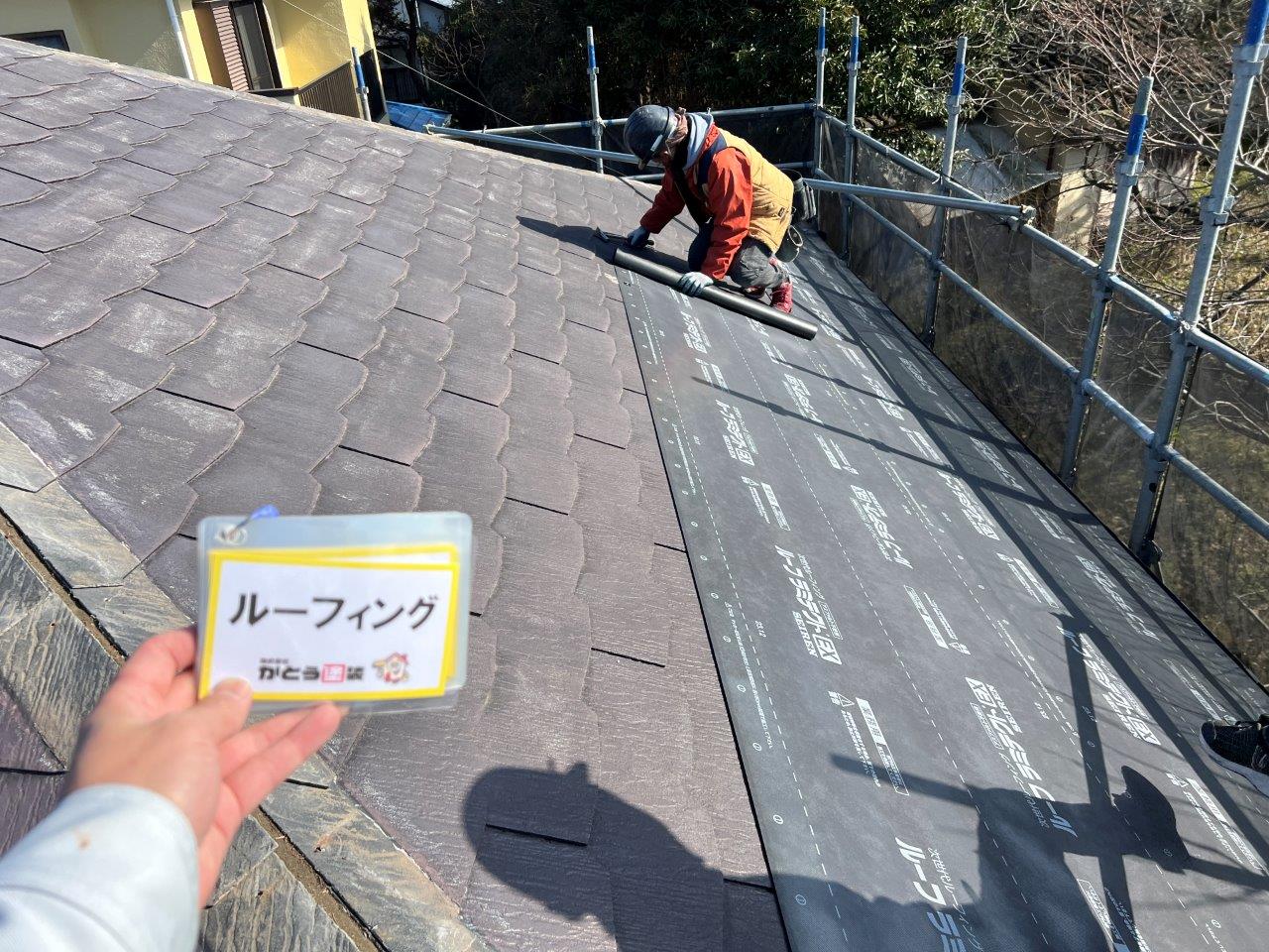 熊本市北区打越町屋根工事,カバー工法でセネターとりつけをおこないました。