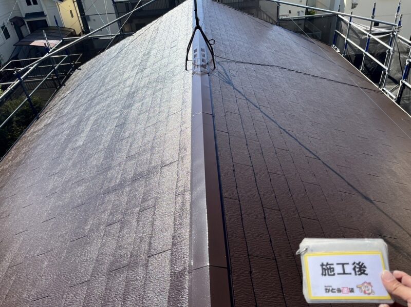屋根のお写真です。超高耐候性の強力な無機塗料を使用しているため、長期間に渡り綺麗な状態を維持できます。