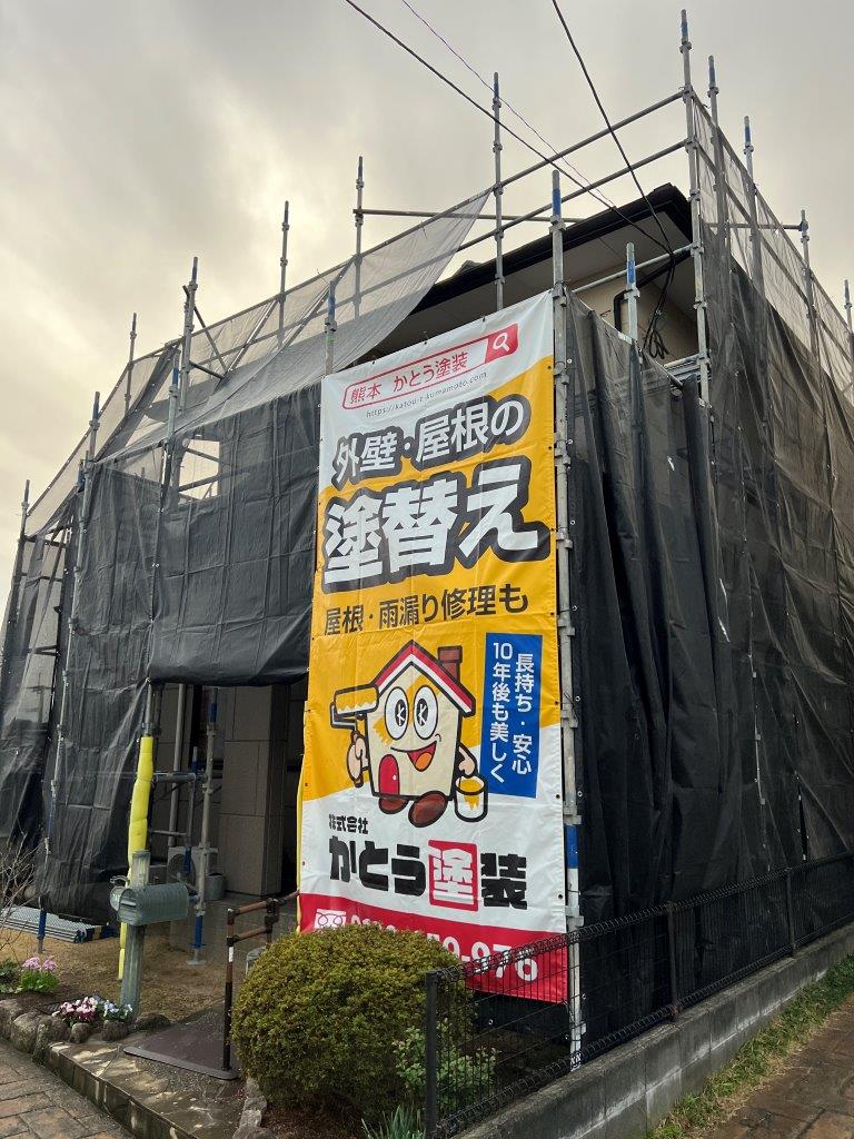 熊本市麻生田スレート屋根塗装，高圧洗浄をおこないました。