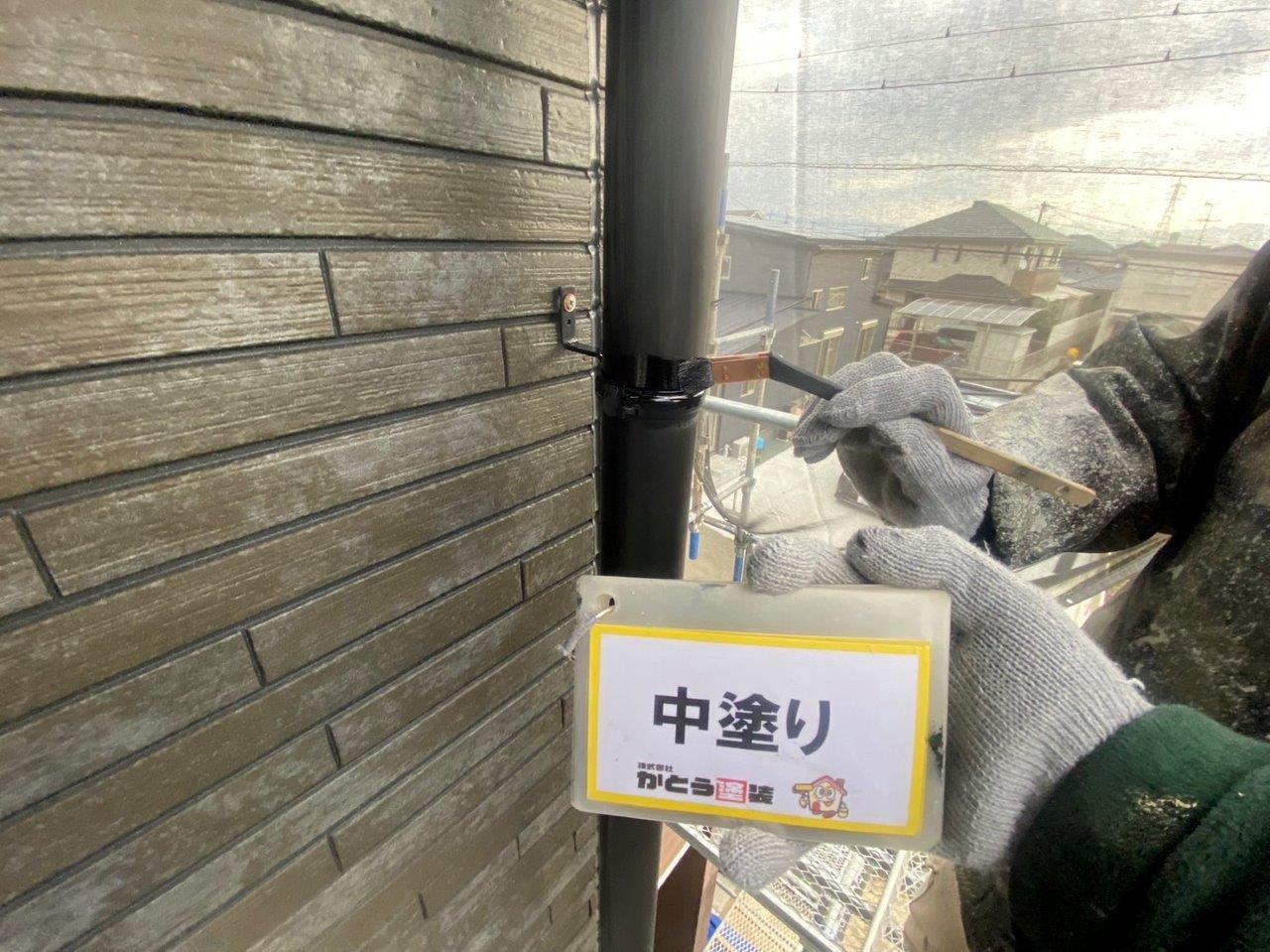 熊本市北区S様邸外壁塗装、雨どい塗装。