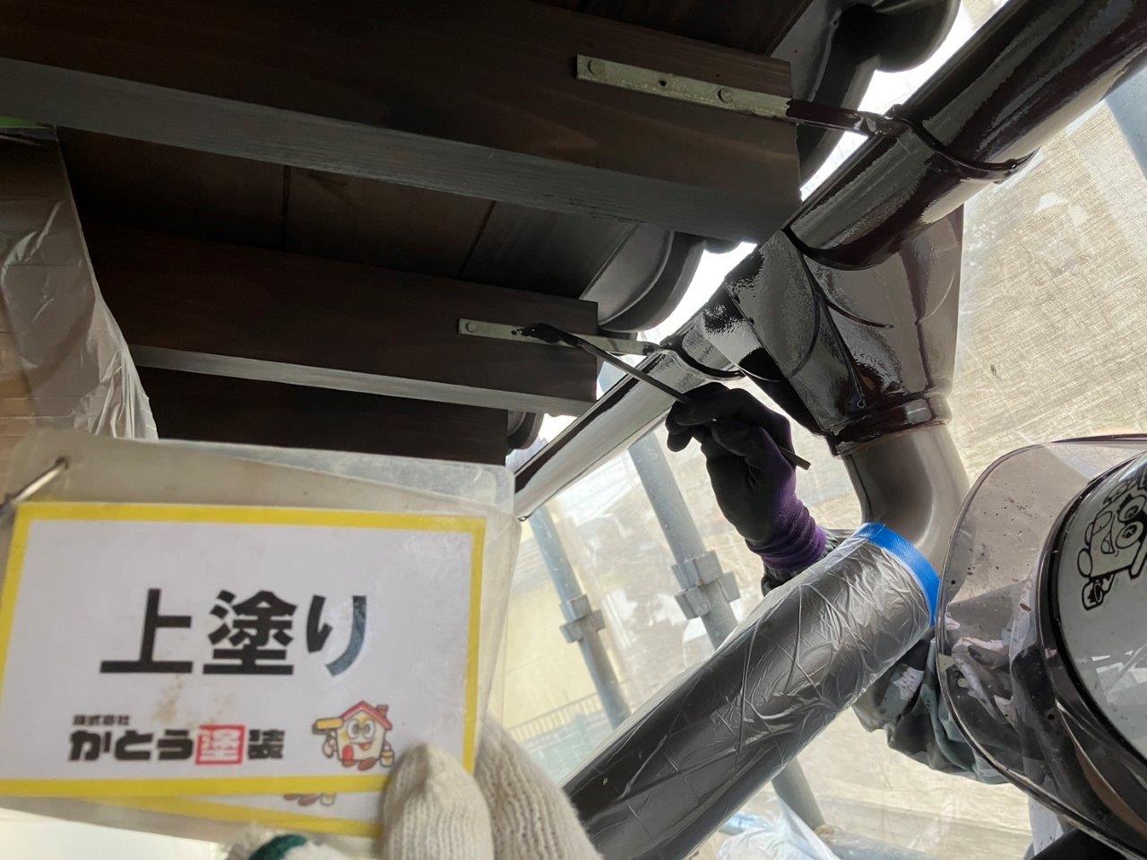 山鹿市F様邸外壁塗装，木部塗装　漆喰塗装　雨どい塗装をおこないました。