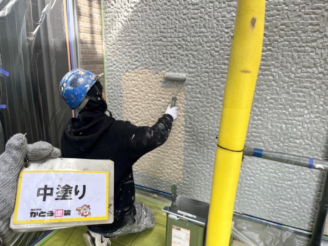 熊本市北区龍田Ⅿ様邸外壁塗装，外壁を４Fフッ素塗料の３分艶で塗装しました。