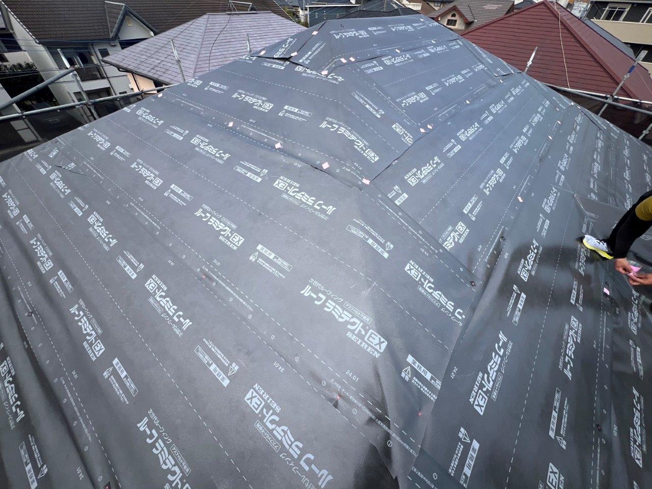 熊本市東区長嶺S様邸外壁塗装，屋根のカバー工法　ルーフィング貼り