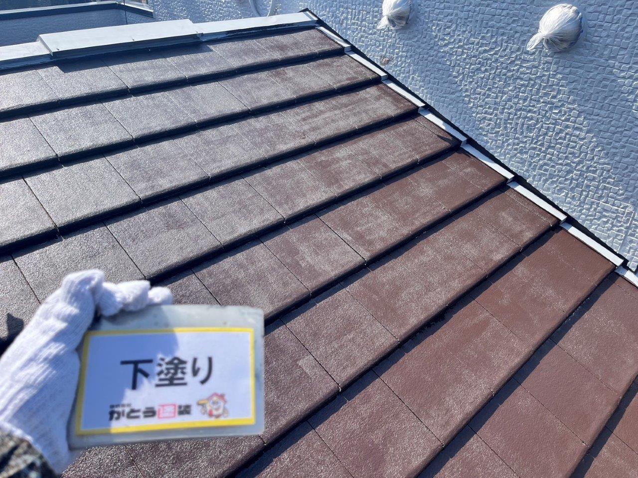 熊本市北区屋根塗装，屋根の下塗をおこないました。