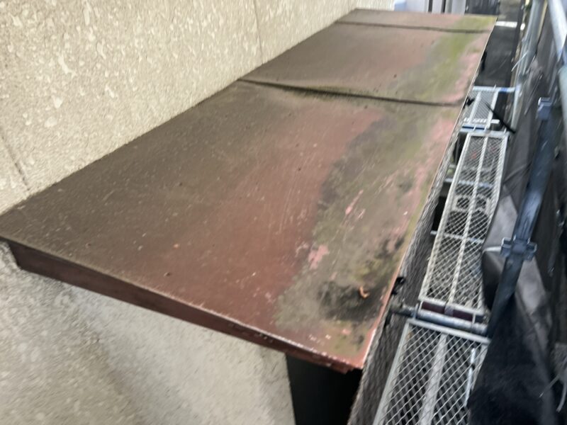 ひさし部分も汚れが積もっています。