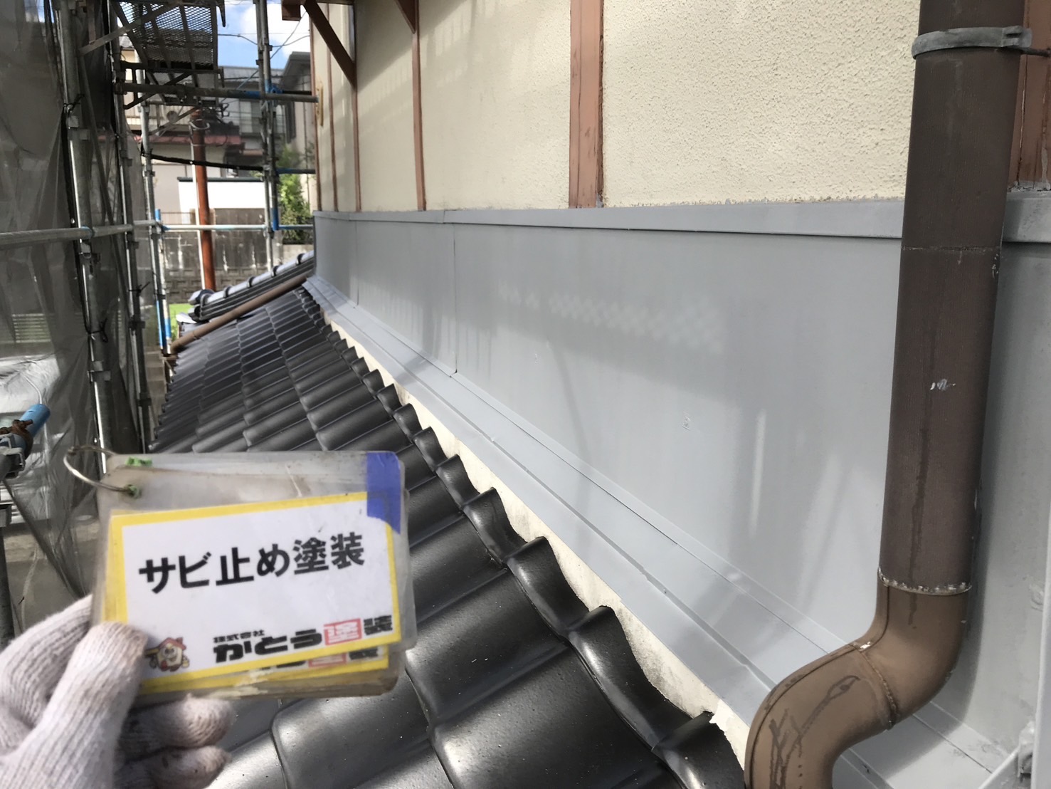 熊本市北区N様邸外壁塗装，付帯部のサビ止め塗装をおこないました