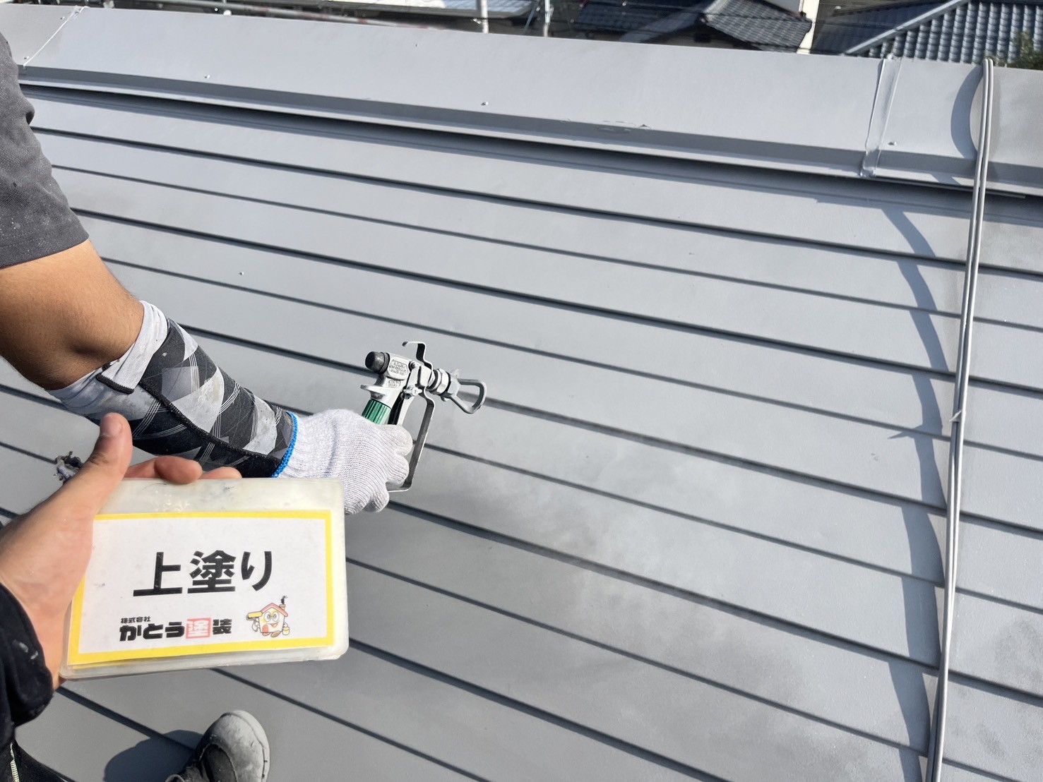 熊本市東区N様邸外壁塗装，断熱塗料のGAINAで屋根の塗装をおこないました