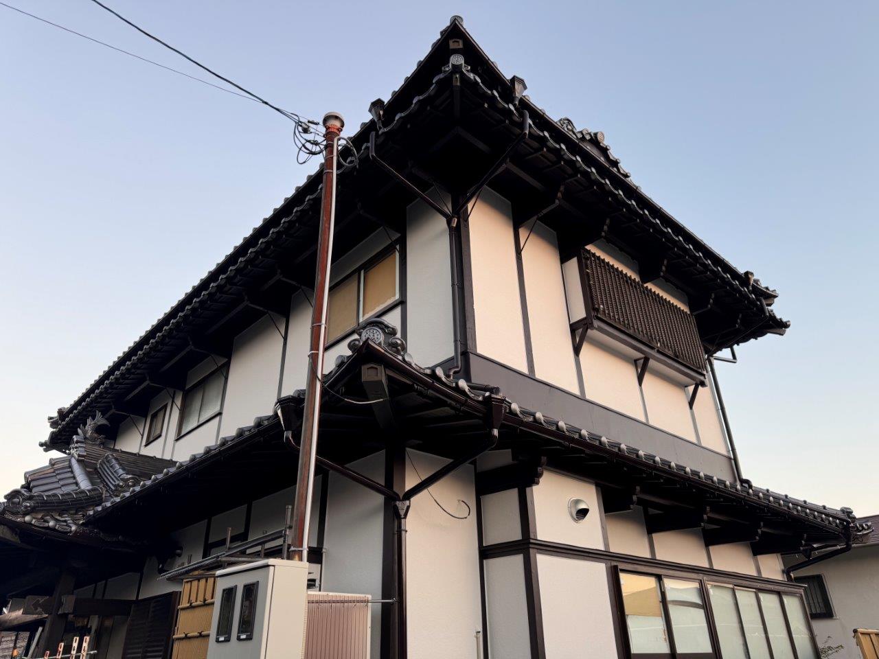 熊本市北区N様邸外壁塗装，みのこ作りの和風家屋塗装
