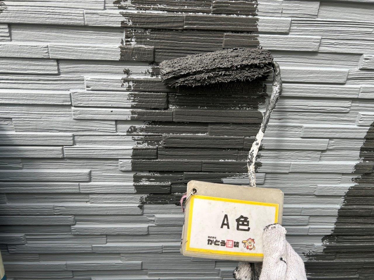 菊陽町H様邸外壁塗装，WB多彩模様仕上げ工法をおこないました