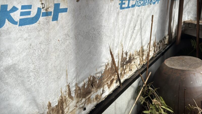 既存の防水シートも雨染みができていました。