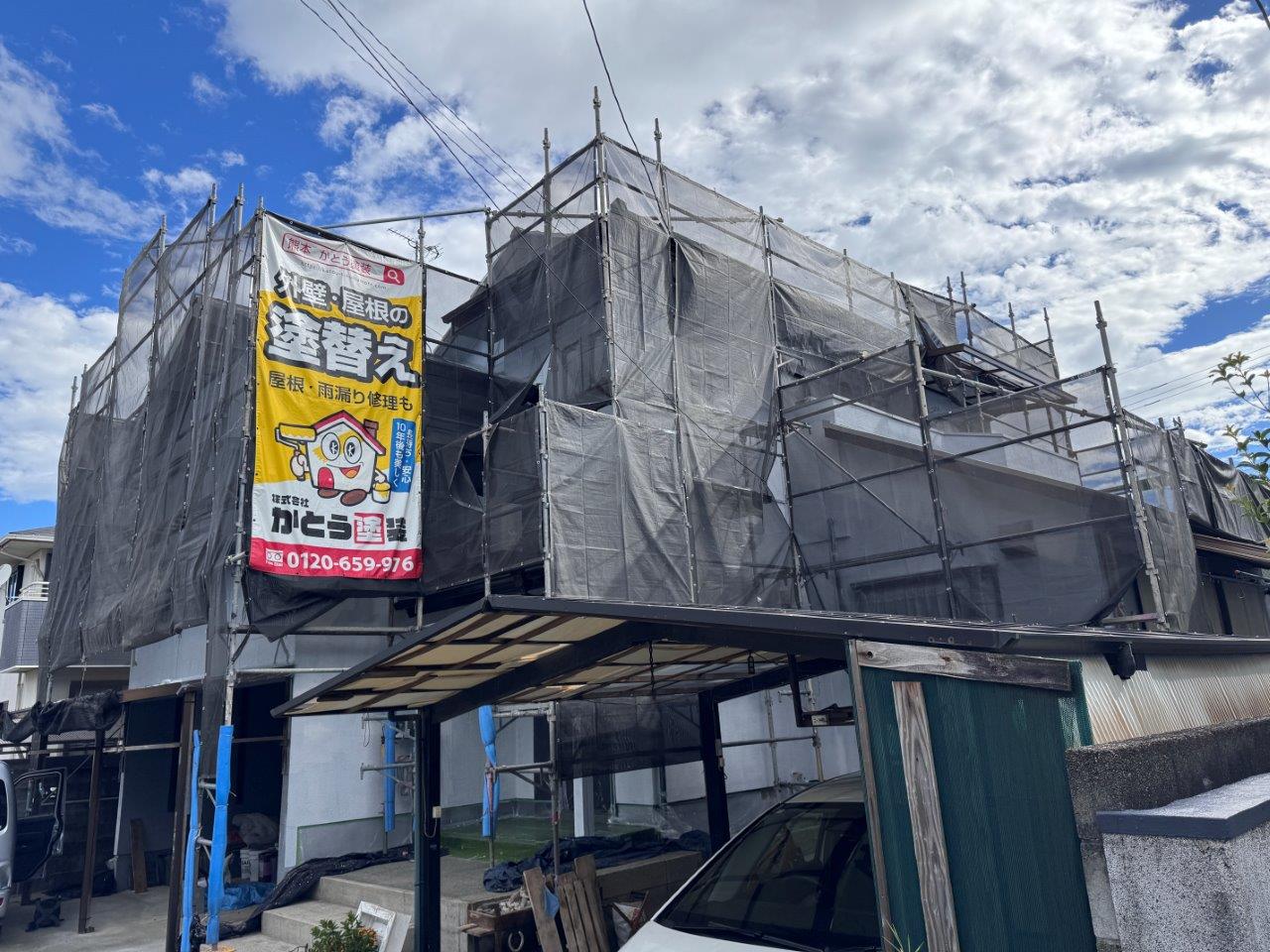 熊本市で屋根を断熱塗料のガイナで施工いたします