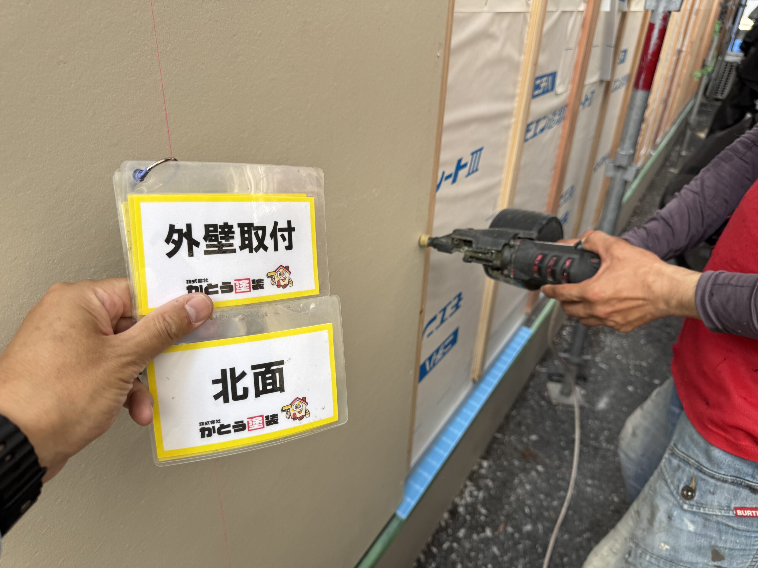 熊本市中央区I様邸外壁張り替え　既存の外壁材を撤去し、新しい外壁材を張りました