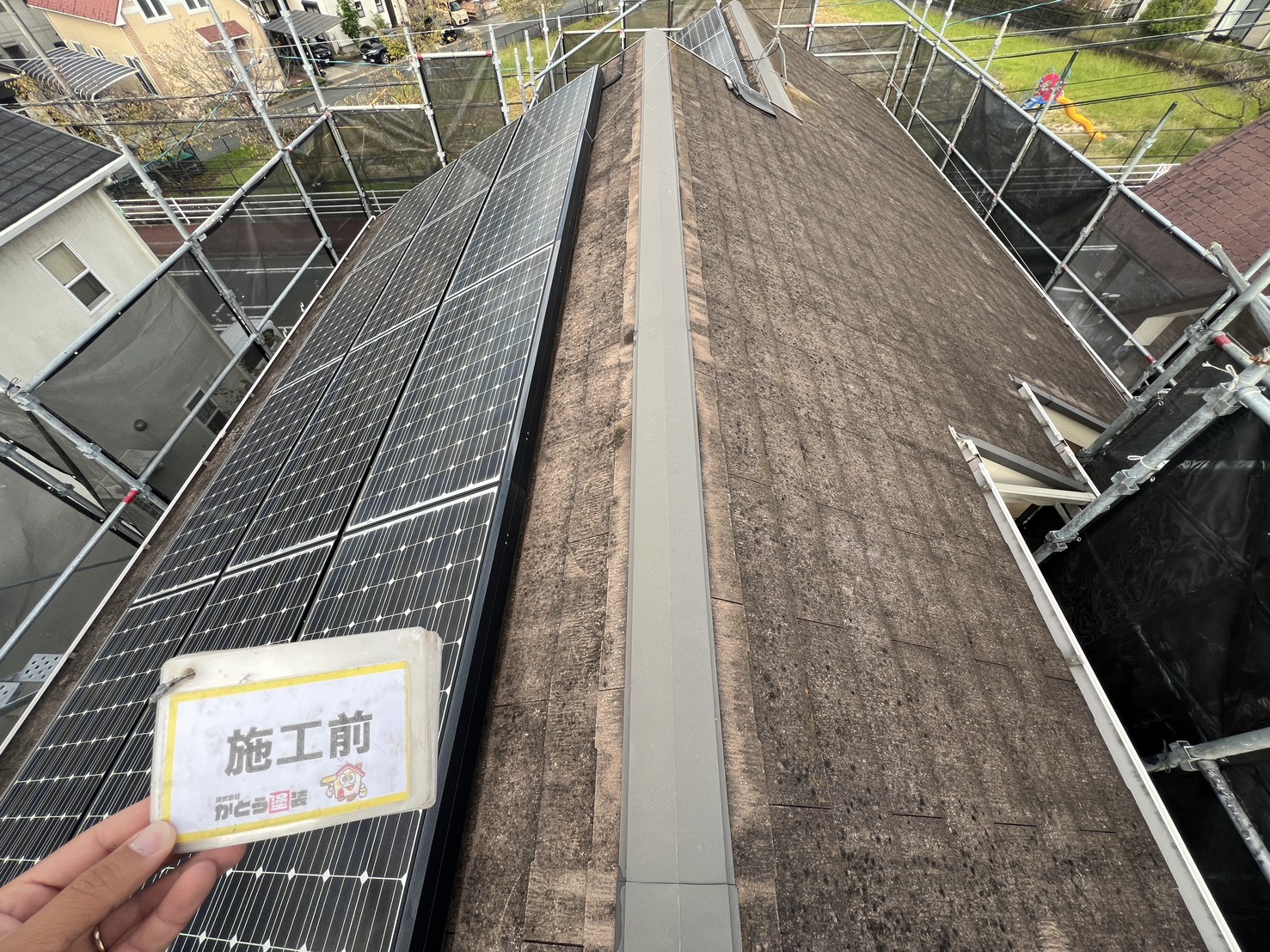 外壁屋根塗装　熊本市北区K様邸　築19年、外壁と屋根の塗装をご依頼頂いたお住まいの施工前のお写真です