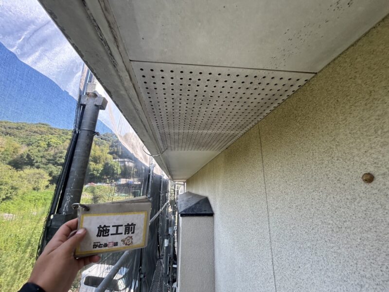 軒天も外壁同様、汚れが非常に目立ちます。