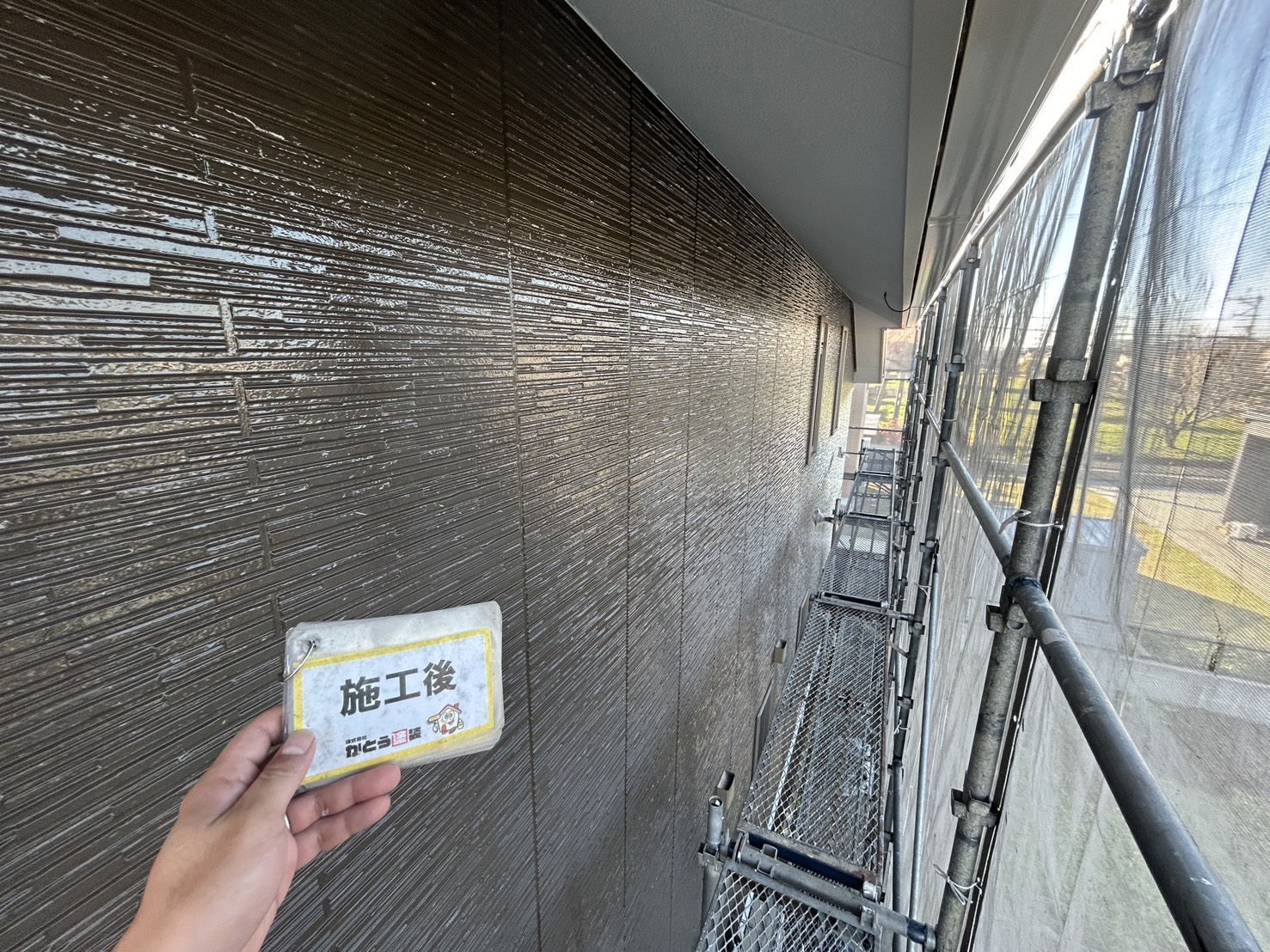 合志市K様邸外壁塗装　外壁は防水性・柔軟性に優れた超高耐候性の塗料を使用し、塗り替え工事完了しました