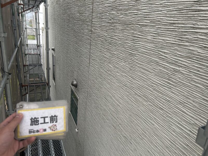 よく見てみると外壁の溝にびっしりと汚れが付着していました。