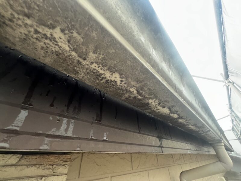 雨樋は、元の白さが分からなくなるほど黒く汚れてしまっていました。