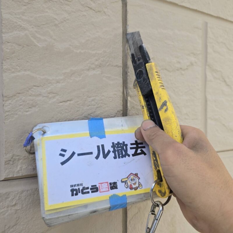 カッターを使い、慎重に取り除いていきます。
