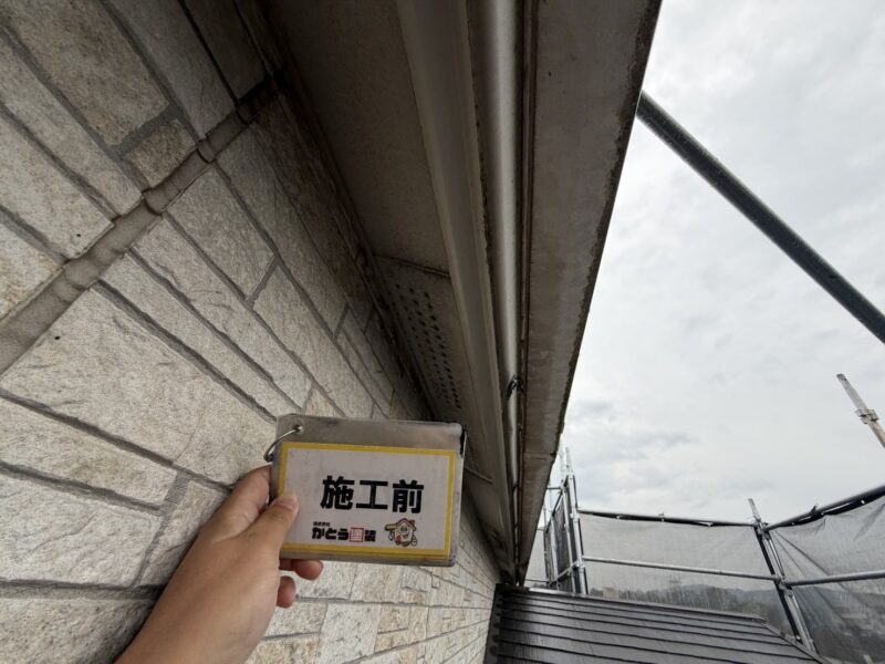 軒天は完全にもとの白さを失い、黒ずんでしまっていました。