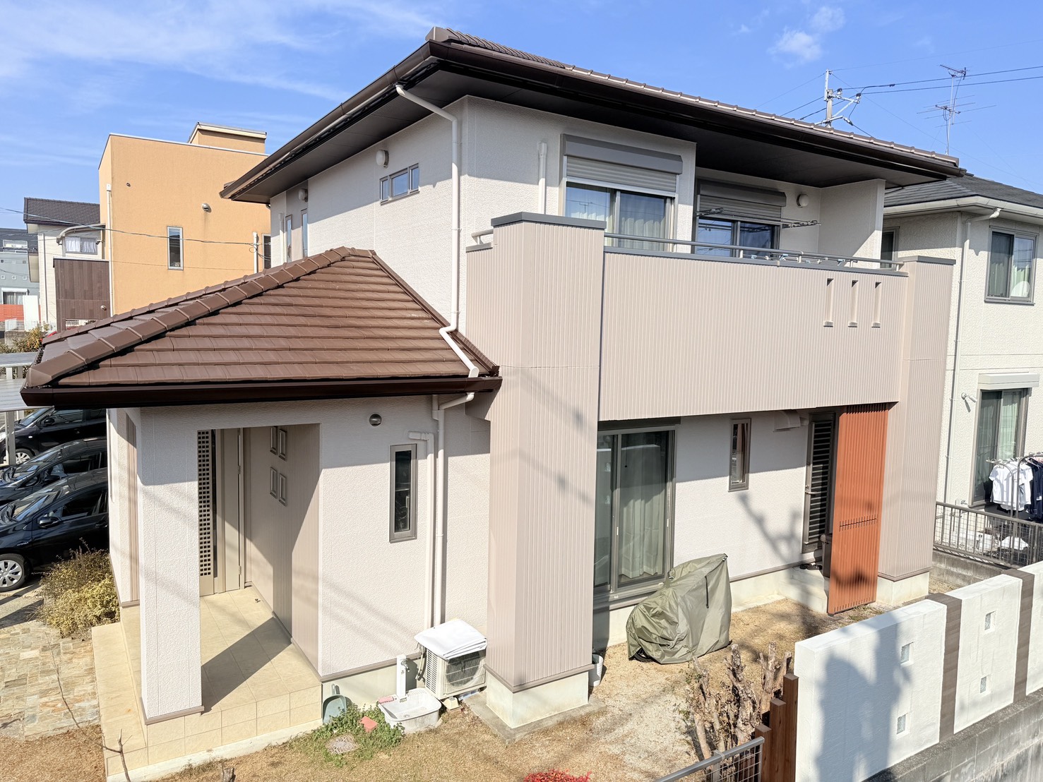 【合志市H様邸】無機塗料を使用した施工事例｜人気のグレージュカラーで上質な外観を演出