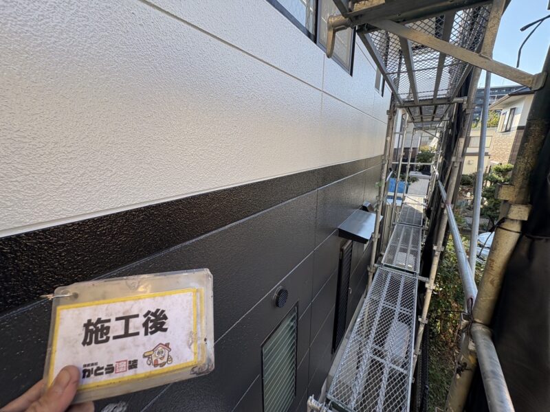 外壁と幕板の境目もまっすぐなラインで、綺麗に施工することができました。