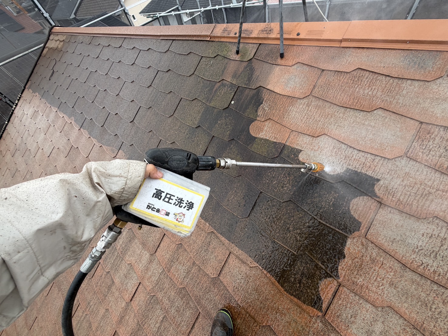 【菊陽町O様邸】築23年2階建て住宅の塗装開始しました
