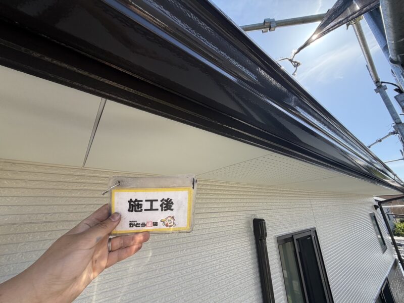 雨垂れ汚れはバッチリ解消し、鼻隠しも同色で塗り替え、統一感を出しました。