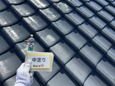 【菊陽町O様邸】吹き付け塗装にて屋根の塗り替えをおこないました